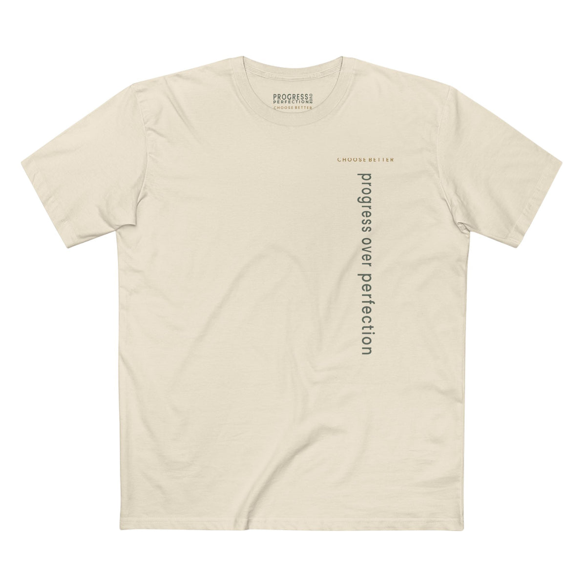 PROGRESS OVER PERFECTION VERTICAL STREAM PREMIUM T-SHIRT in Natural