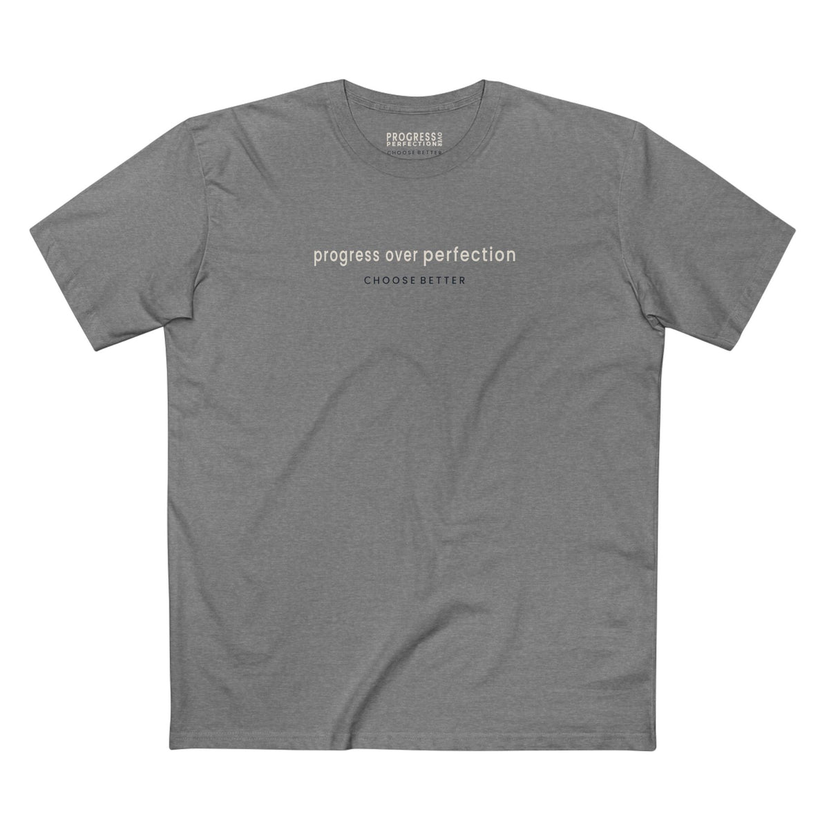 PROGRESS OVER PERFECTION SUBTLE PREMIUM T-SHIRT in Heather Gray