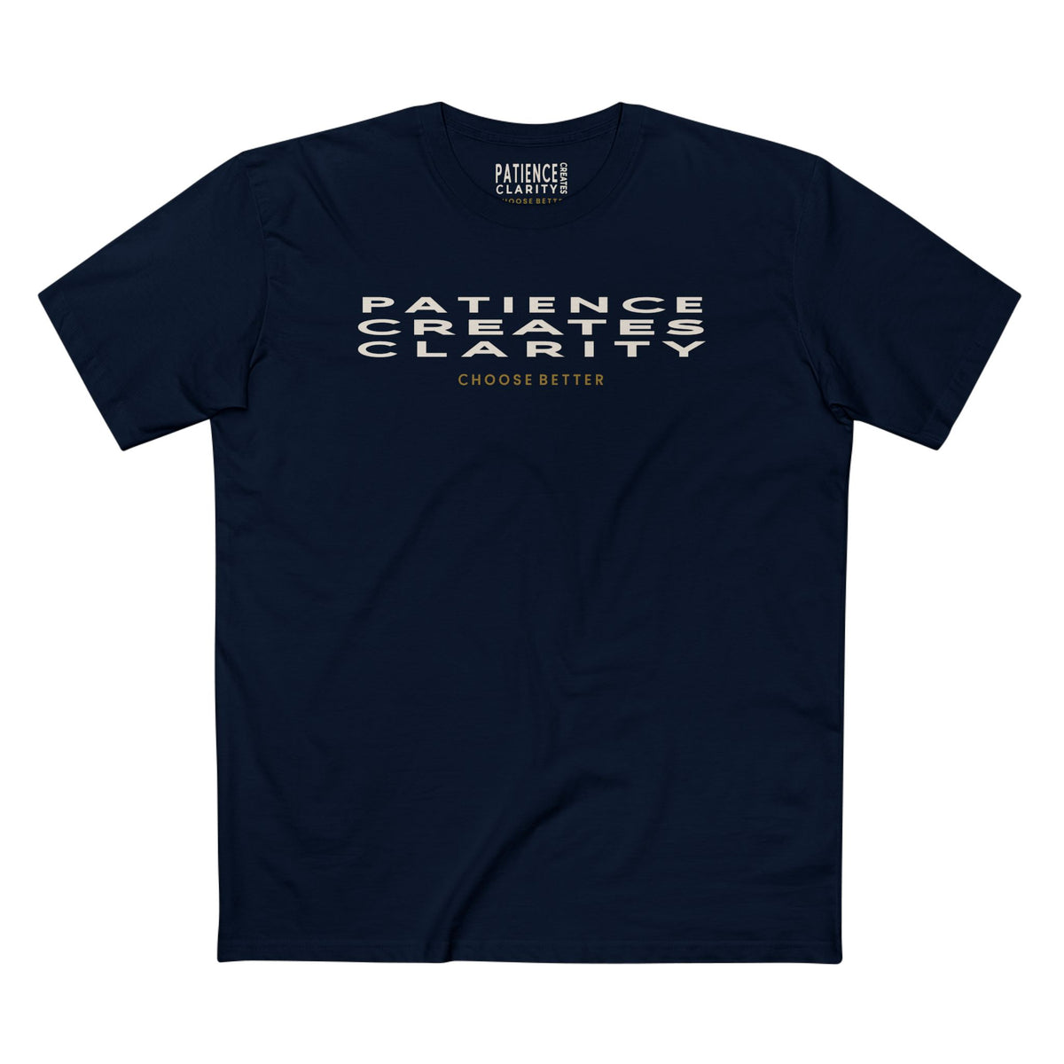 PATIENCE CREATES CLARITY PANORAMIC PREMIUM T-SHIRT in Midnight Navy