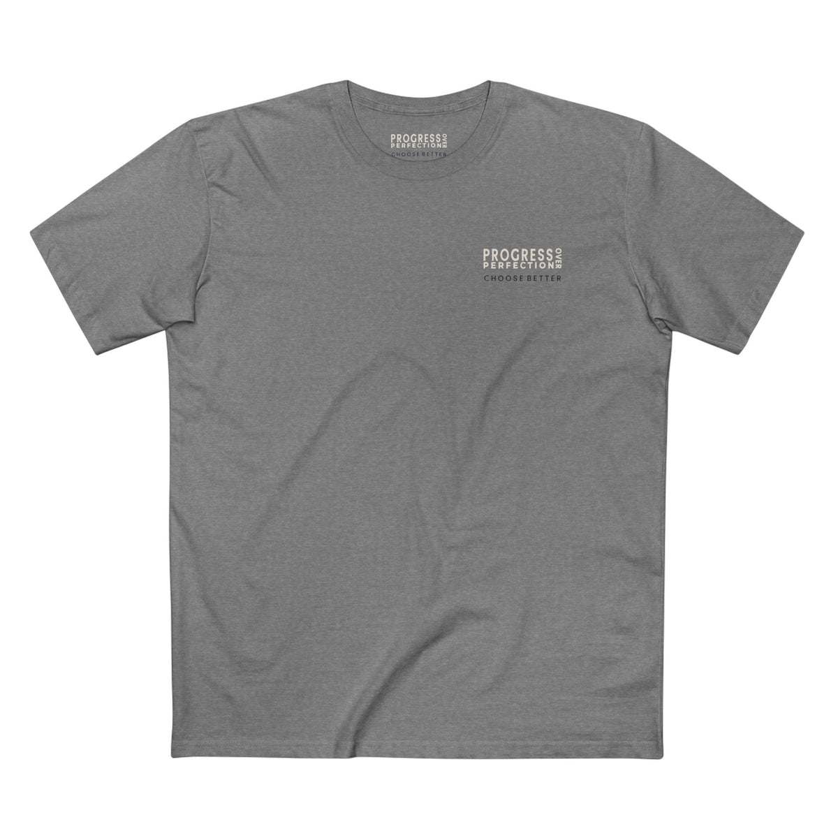 PROGRESS OVER PERFECTION MINIMAL PREMIUM T-SHIRT in Heather Gray