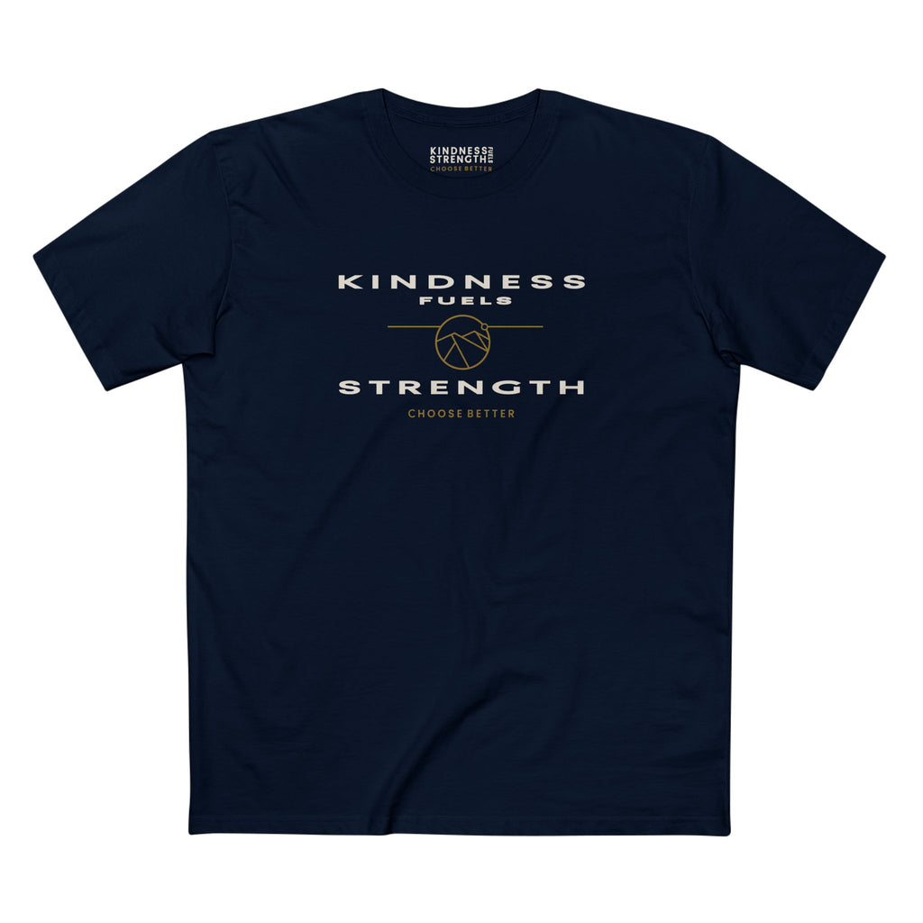 KINDNESS FUELS STRENGTH EMBLEM PREMIUM T-SHIRT in Midnight Navy