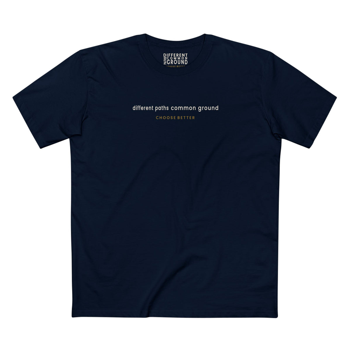 DIFFERENT PATHS COMMON GROUND SUBTLE PREMIUM T-SHIRT in Midnight Navy