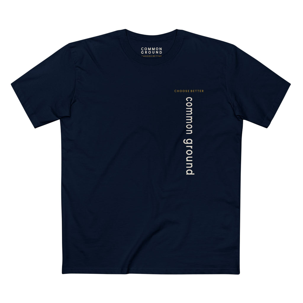 COMMON GROUND VERTICAL STREAM PREMIUM T-SHIRT in Midnight Navy