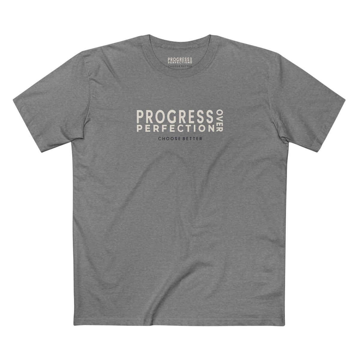 PROGRESS OVER PERFECTION SIGNATURE PREMIUM T-SHIRT in Heather Gray