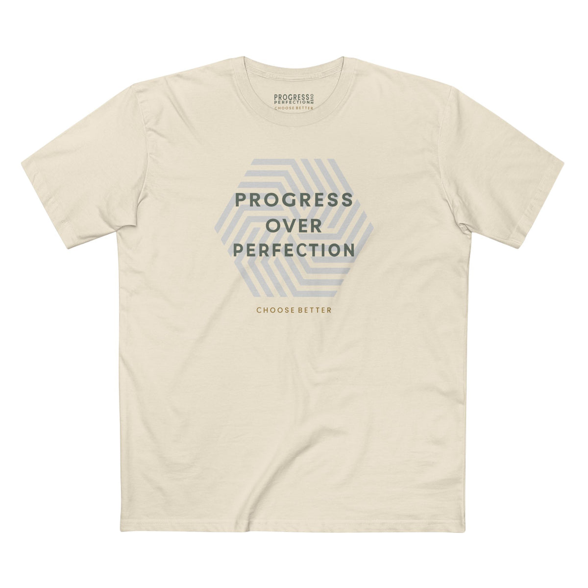 PROGRESS OVER PERFECTION BESPOKE PREMIUM T-SHIRT in Natural
