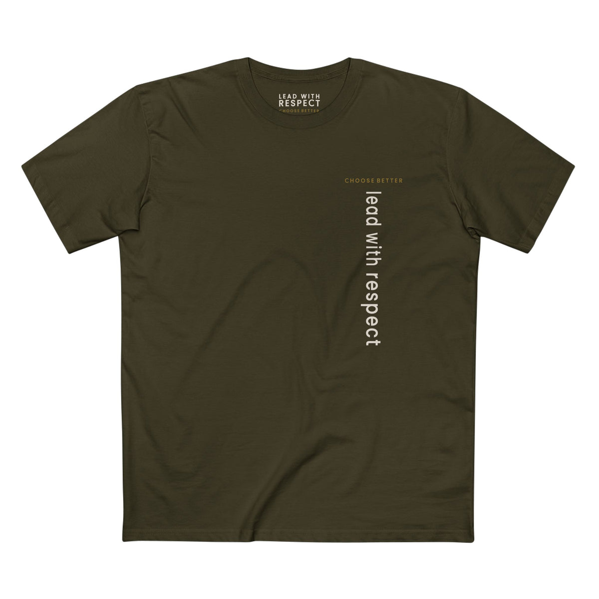 LEAD WITH RESPECT VERTICAL STREAM PREMIUM T-SHIRT in Army