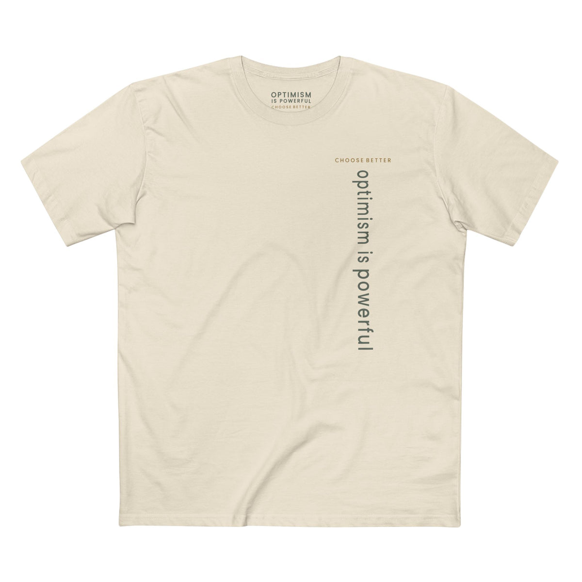OPTIMISM IS POWERFUL VERTICAL STREAM PREMIUM T-SHIRT in Natural