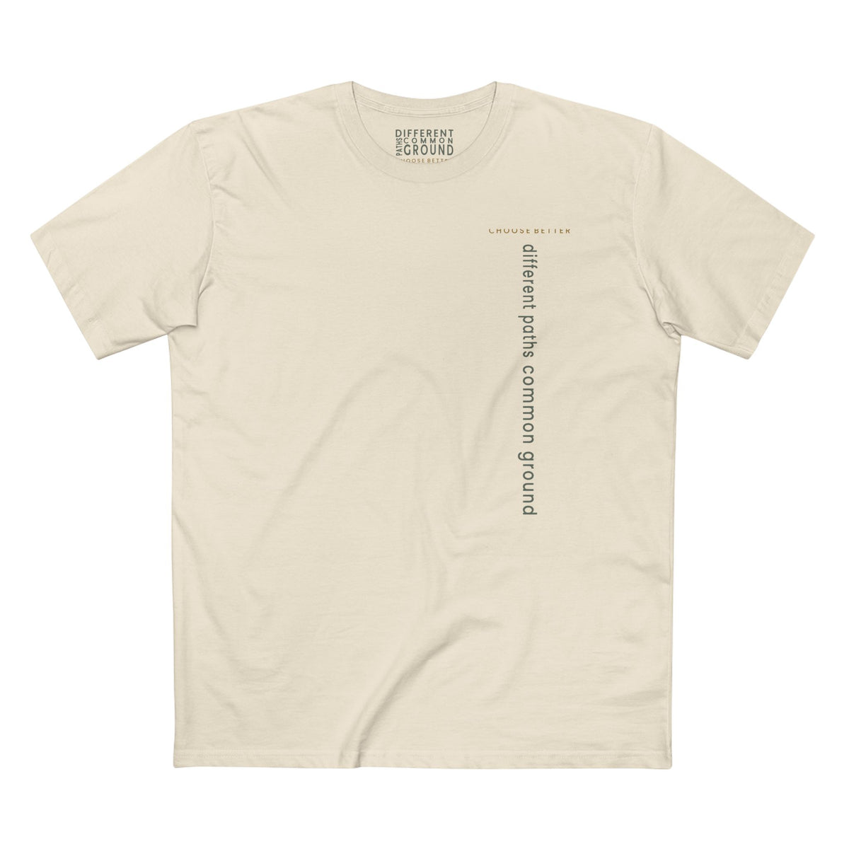 DIFFERENT PATHS COMMON GROUND VERTICAL STREAM PREMIUM T-SHIRT in Natural