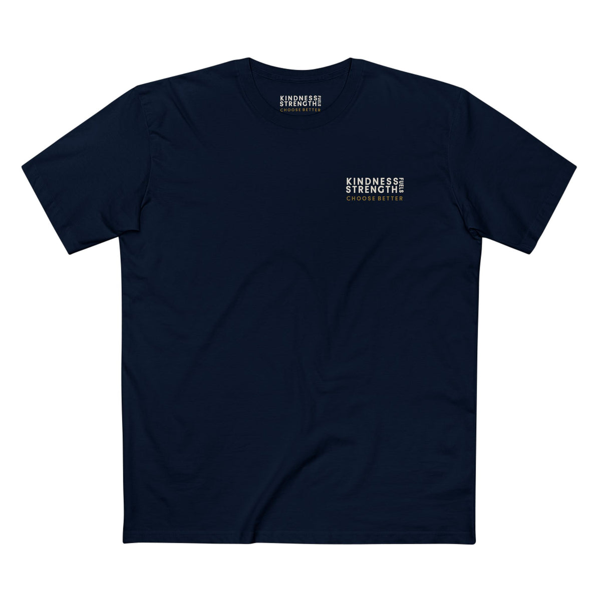 KINDNESS FUELS STRENGTH MINIMAL PREMIUM T-SHIRT in Midnight Navy
