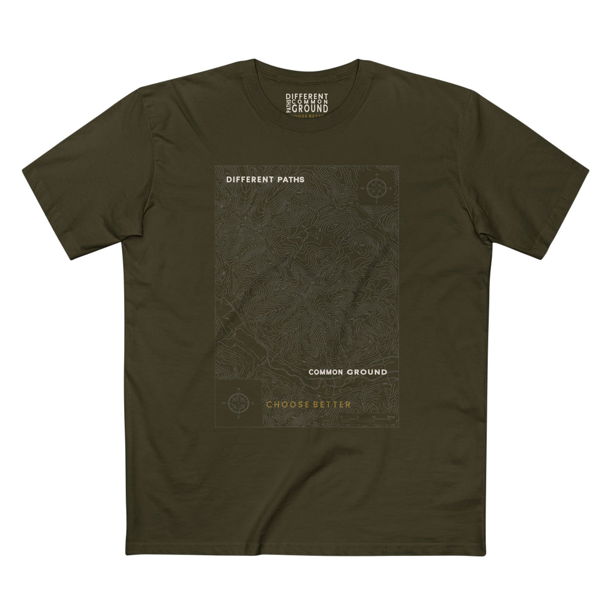 DIFFERENT PATHS COMMON GROUND BESPOKE PREMIUM T-SHIRT in Army