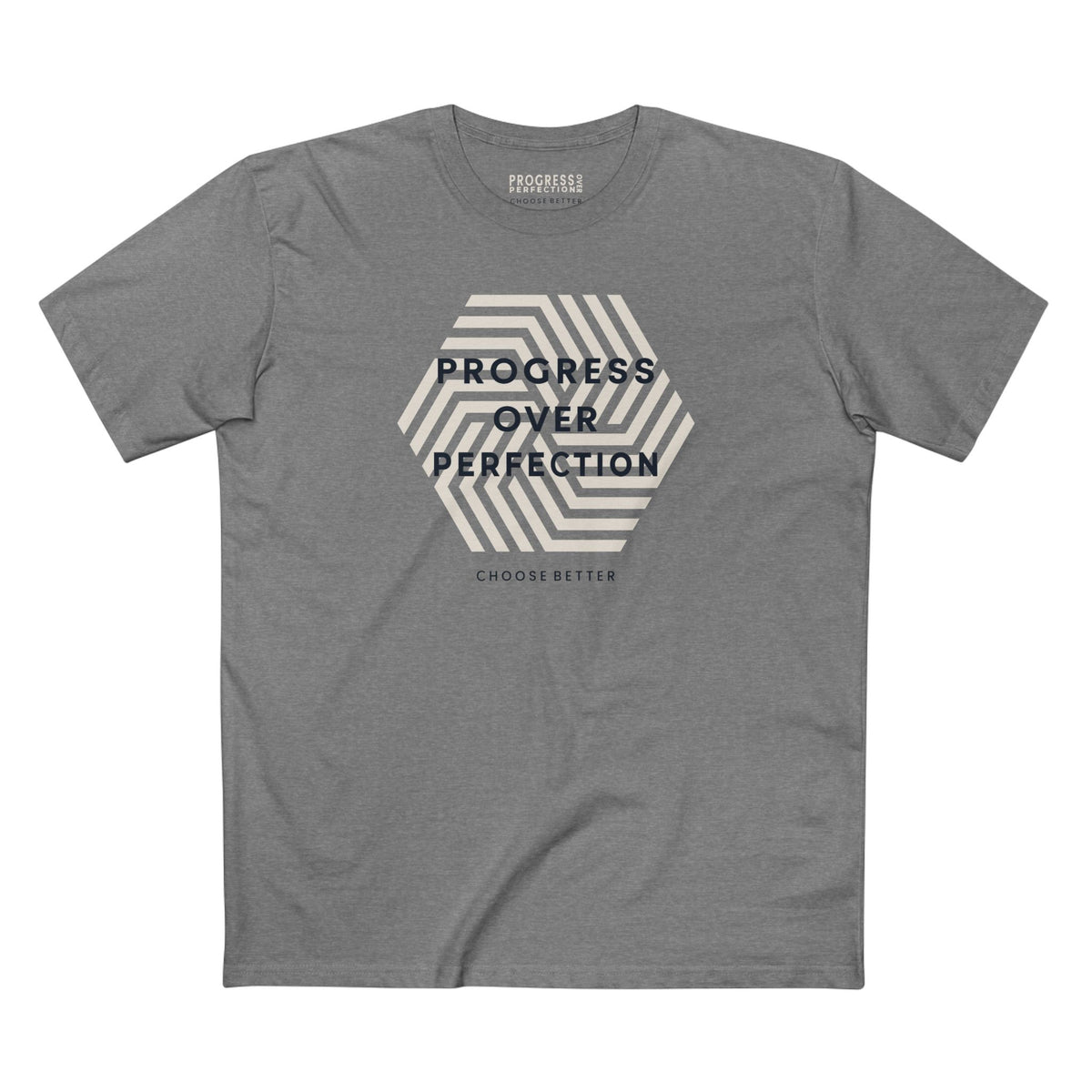 PROGRESS OVER PERFECTION BESPOKE PREMIUM T-SHIRT in Heather Gray