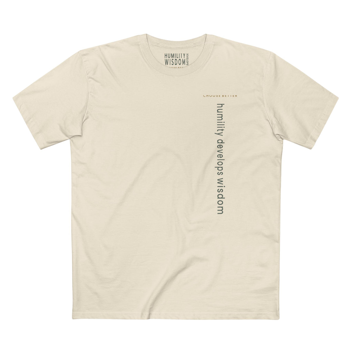 HUMILITY DEVELOPS WISDOM VERTICAL STREAM PREMIUM T-SHIRT in Natural