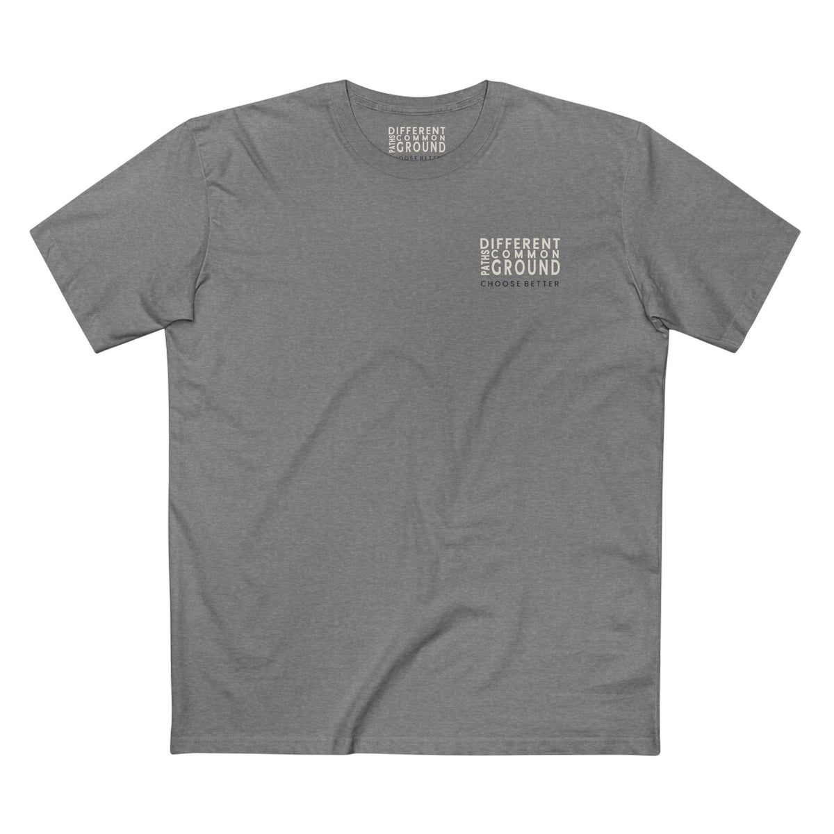 DIFFERENT PATHS COMMON GROUND MINIMAL PREMIUM T-SHIRT in Heather Gray