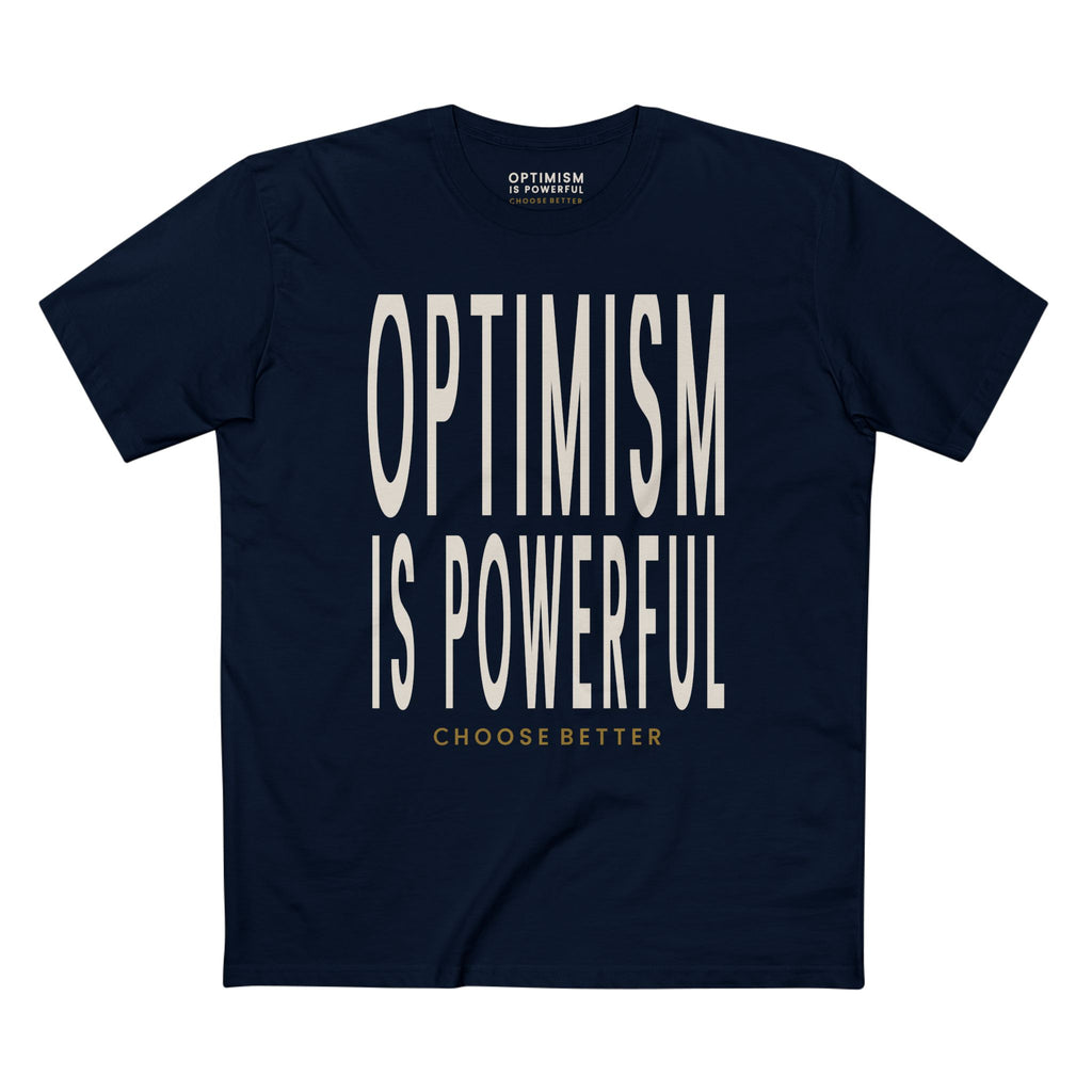 OPTIMISM IS POWERFUL BOLD PREMIUM T-SHIRT in Midnight Navy
