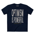 OPTIMISM IS POWERFUL BOLD PREMIUM T-SHIRT in Midnight Navy