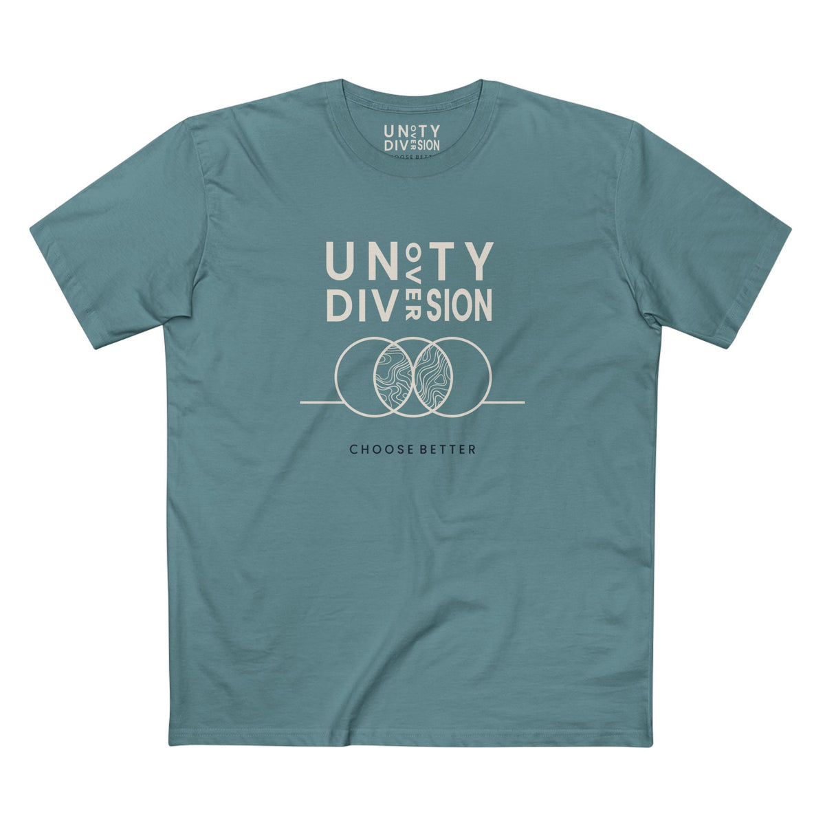 UNITY OVER DIVISION EMBLEM PREMIUM T-SHIRT in Slate Blue