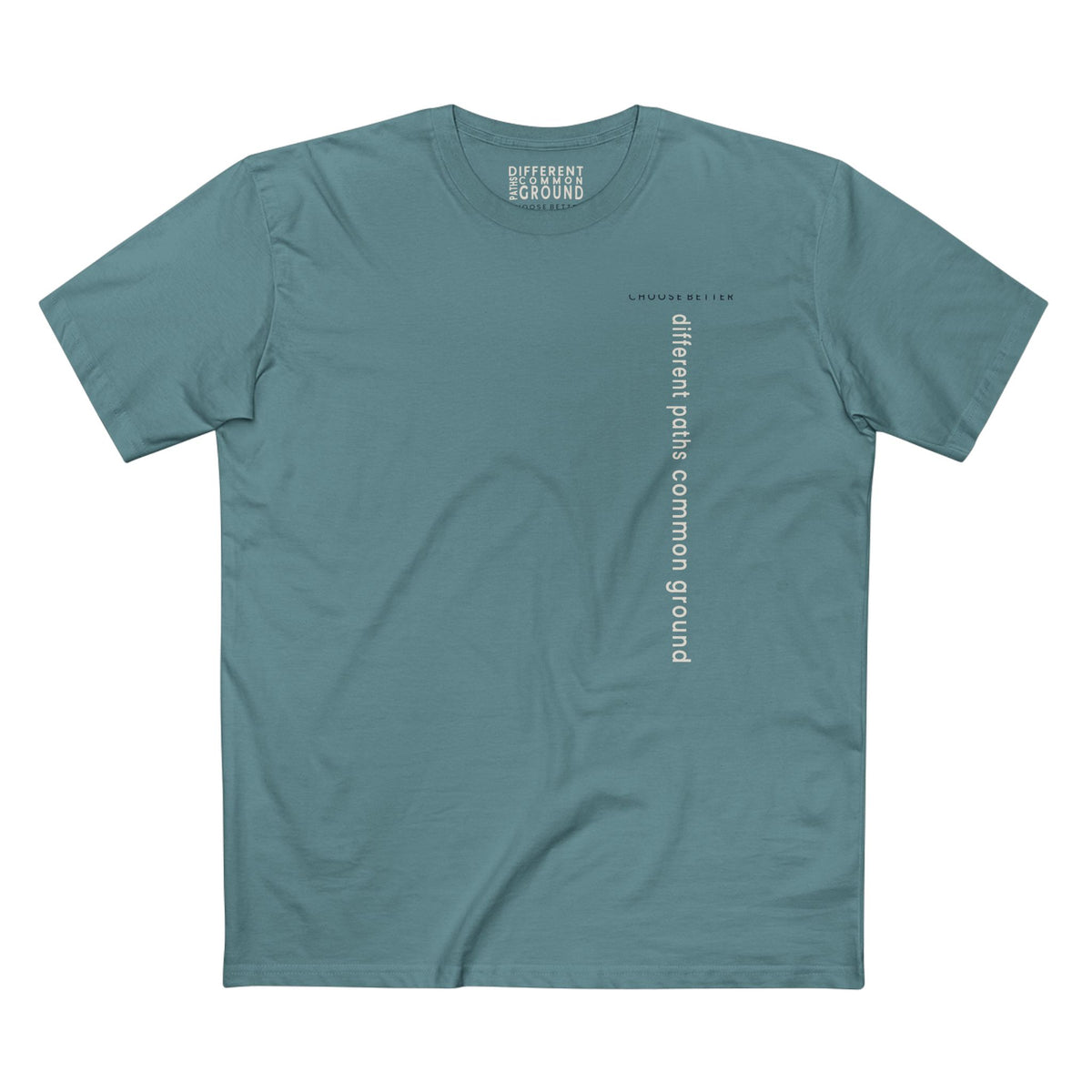 DIFFERENT PATHS COMMON GROUND VERTICAL STREAM PREMIUM T-SHIRT in Slate Blue