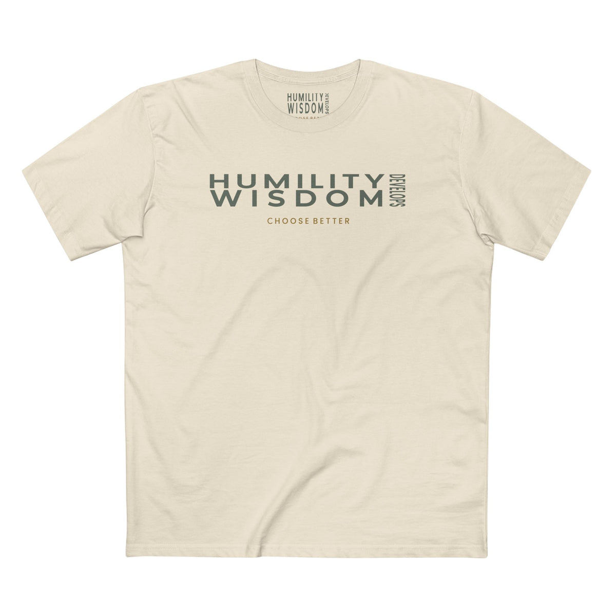 HUMILITY DEVELOPS WISDOM PANORAMIC PREMIUM T-SHIRT in Natural