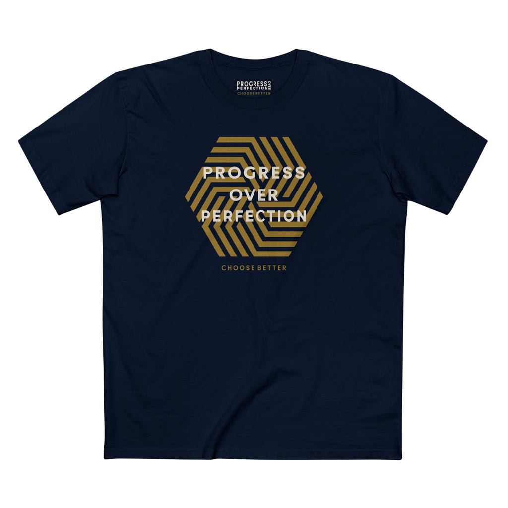 PROGRESS OVER PERFECTION BESPOKE PREMIUM T-SHIRT in Midnight Navy