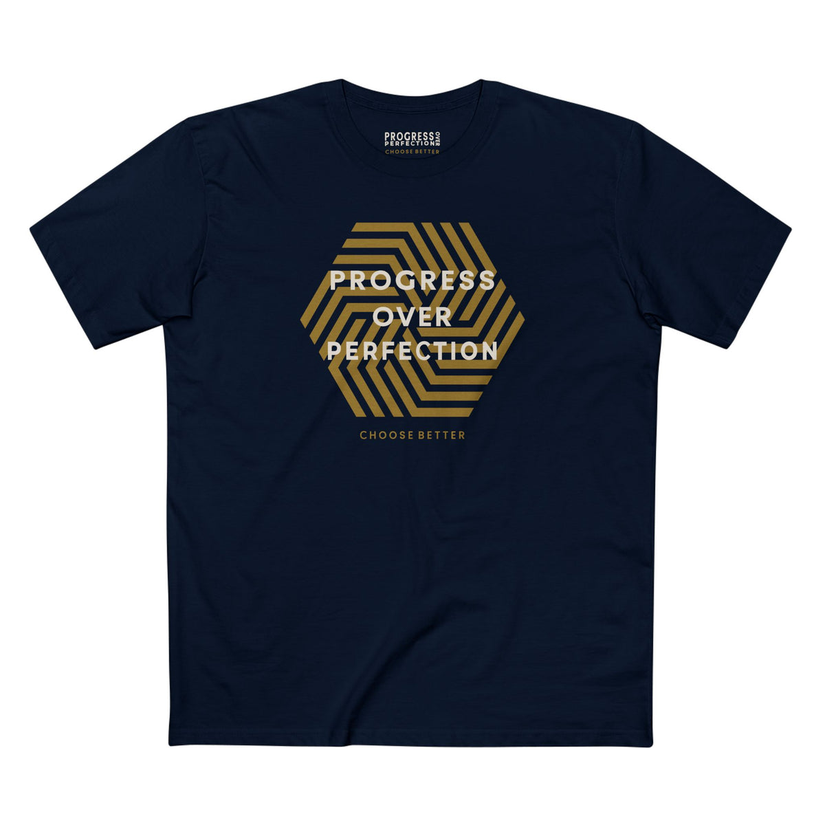 PROGRESS OVER PERFECTION BESPOKE PREMIUM T-SHIRT in Midnight Navy
