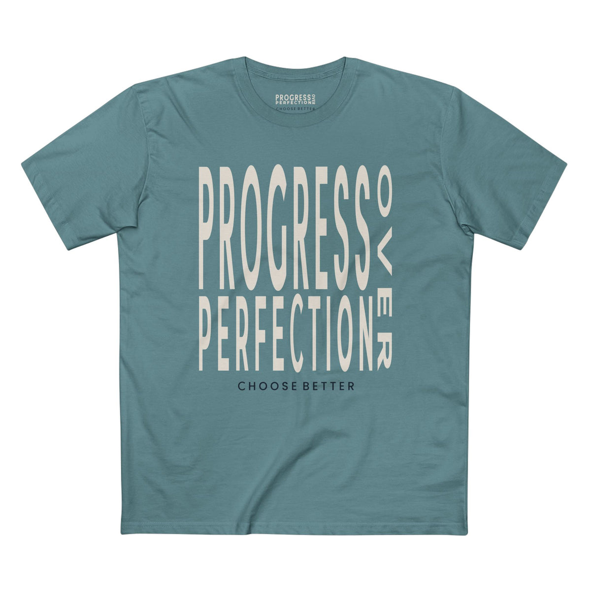 PROGRESS OVER PERFECTION BOLD PREMIUM T-SHIRT in Slate Blue