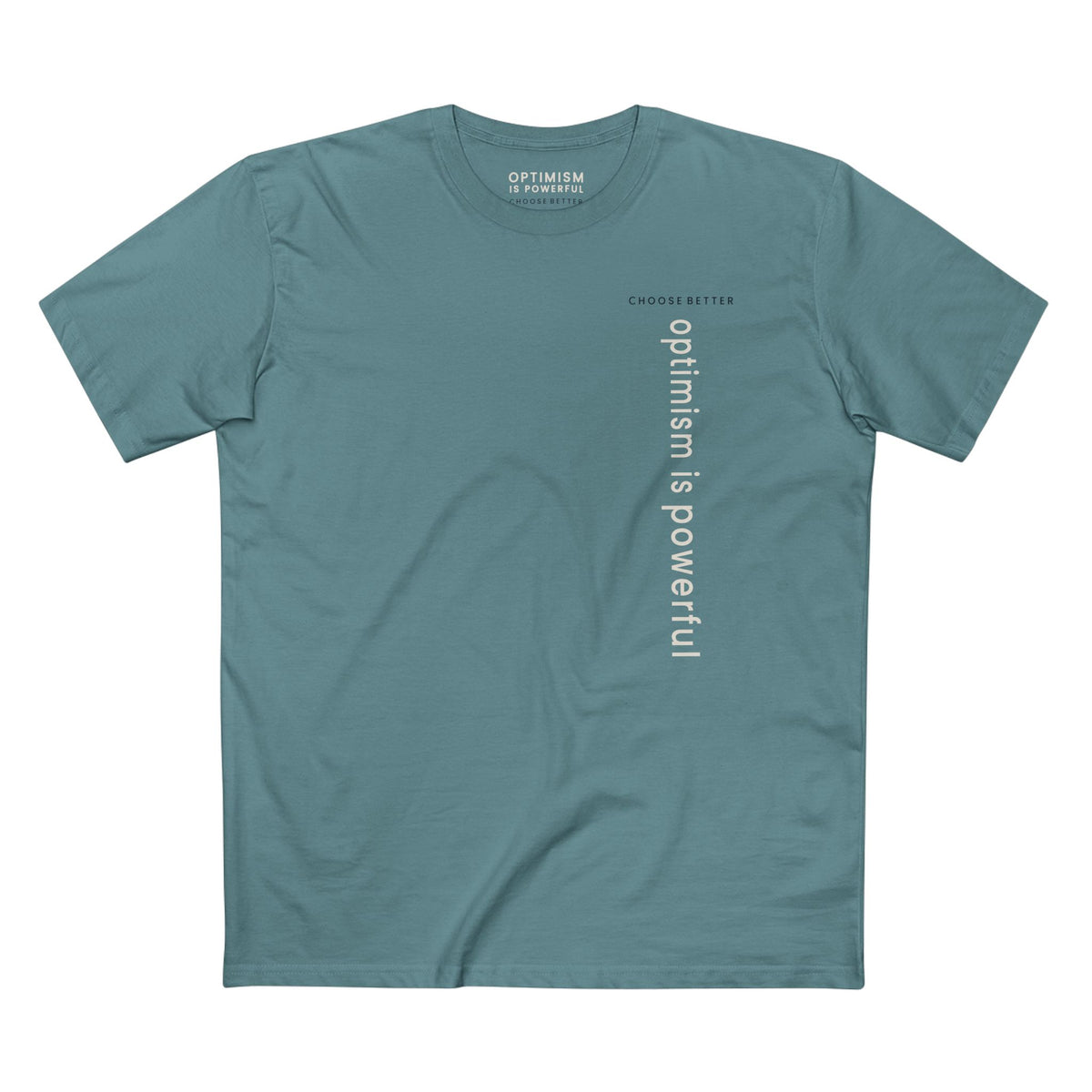 OPTIMISM IS POWERFUL VERTICAL STREAM PREMIUM T-SHIRT in Slate Blue