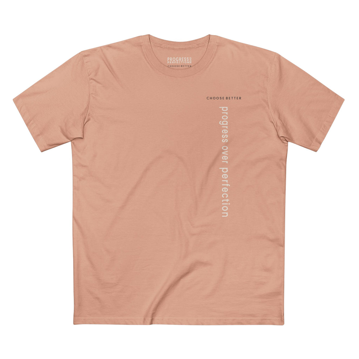 PROGRESS OVER PERFECTION VERTICAL STREAM PREMIUM T-SHIRT in Pale Pink