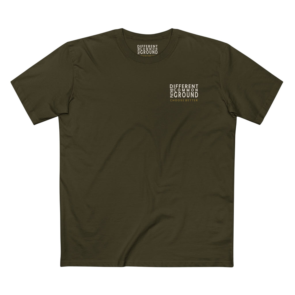 DIFFERENT PATHS COMMON GROUND MINIMAL PREMIUM T-SHIRT in Army