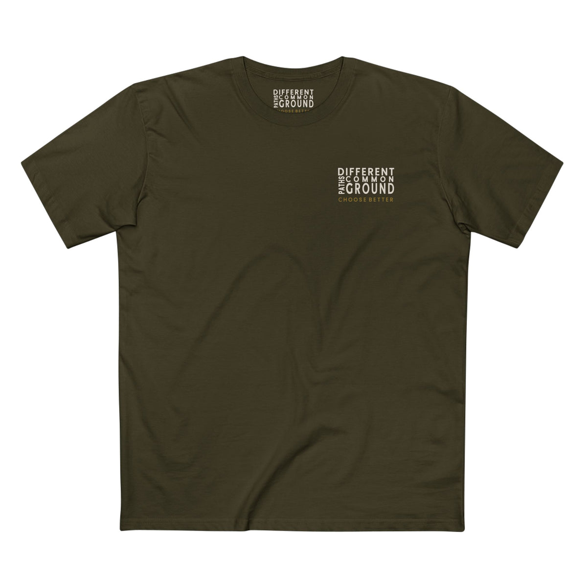 DIFFERENT PATHS COMMON GROUND MINIMAL PREMIUM T-SHIRT in Army