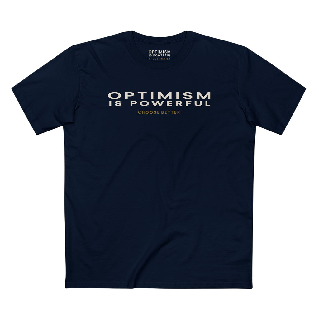 OPTIMISM IS POWERFUL PANORAMIC PREMIUM T-SHIRT in Midnight Navy