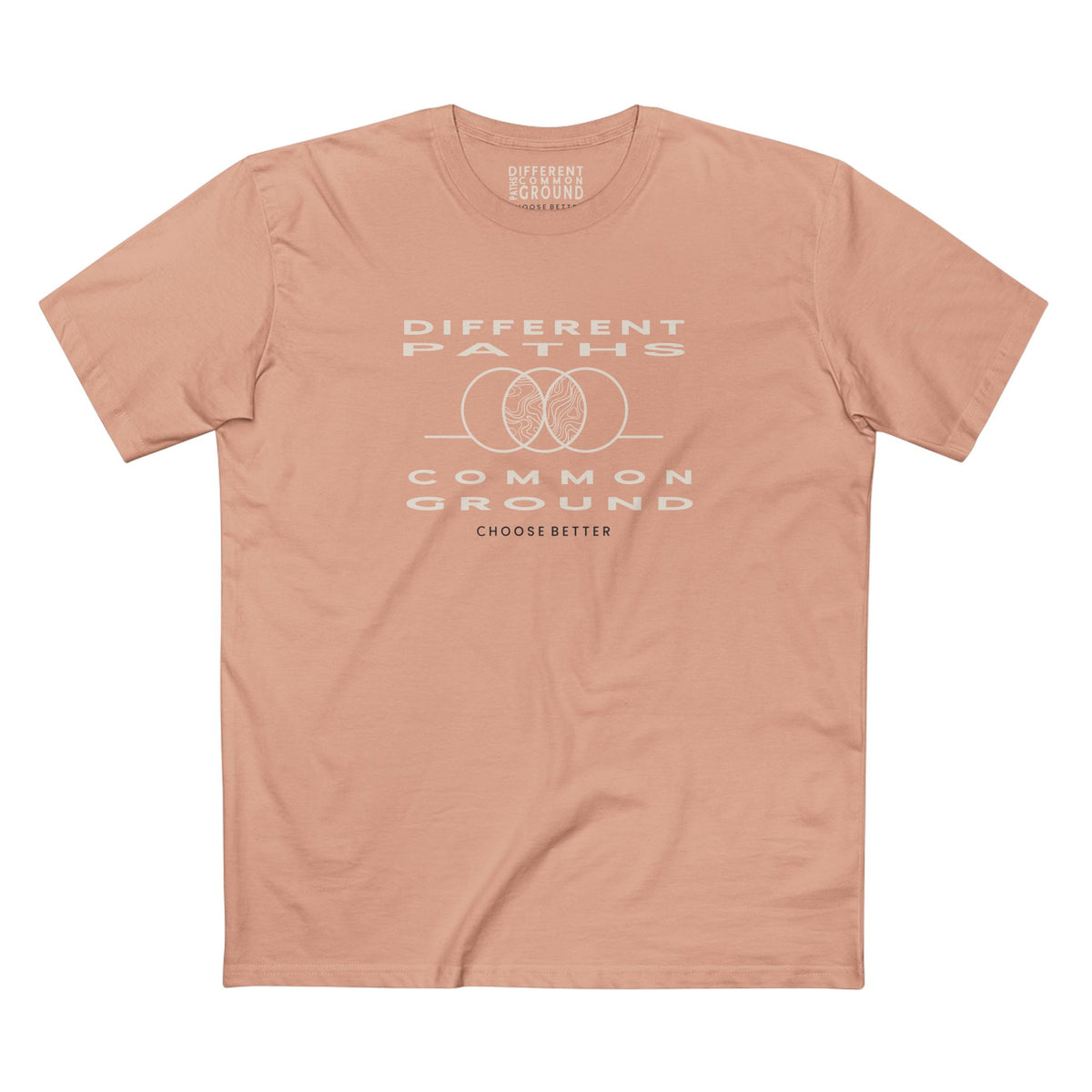 DIFFERENT PATHS COMMON GROUND EMBLEM PREMIUM T-SHIRT in Pale Pink