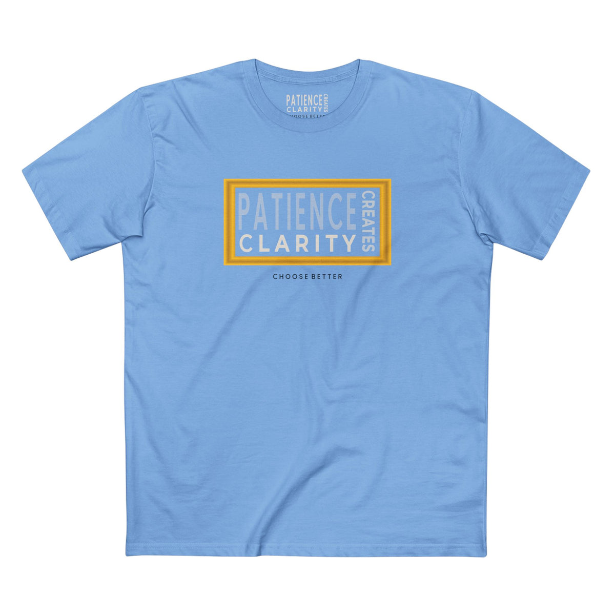PATIENCE CREATES CLARITY BESPOKE PREMIUM T-SHIRT in Carolina Blue