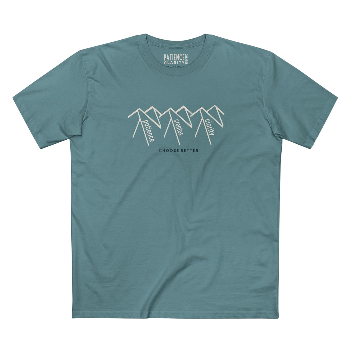 PATIENCE CREATES CLARITY EMBLEM PREMIUM T-SHIRT in Slate Blue