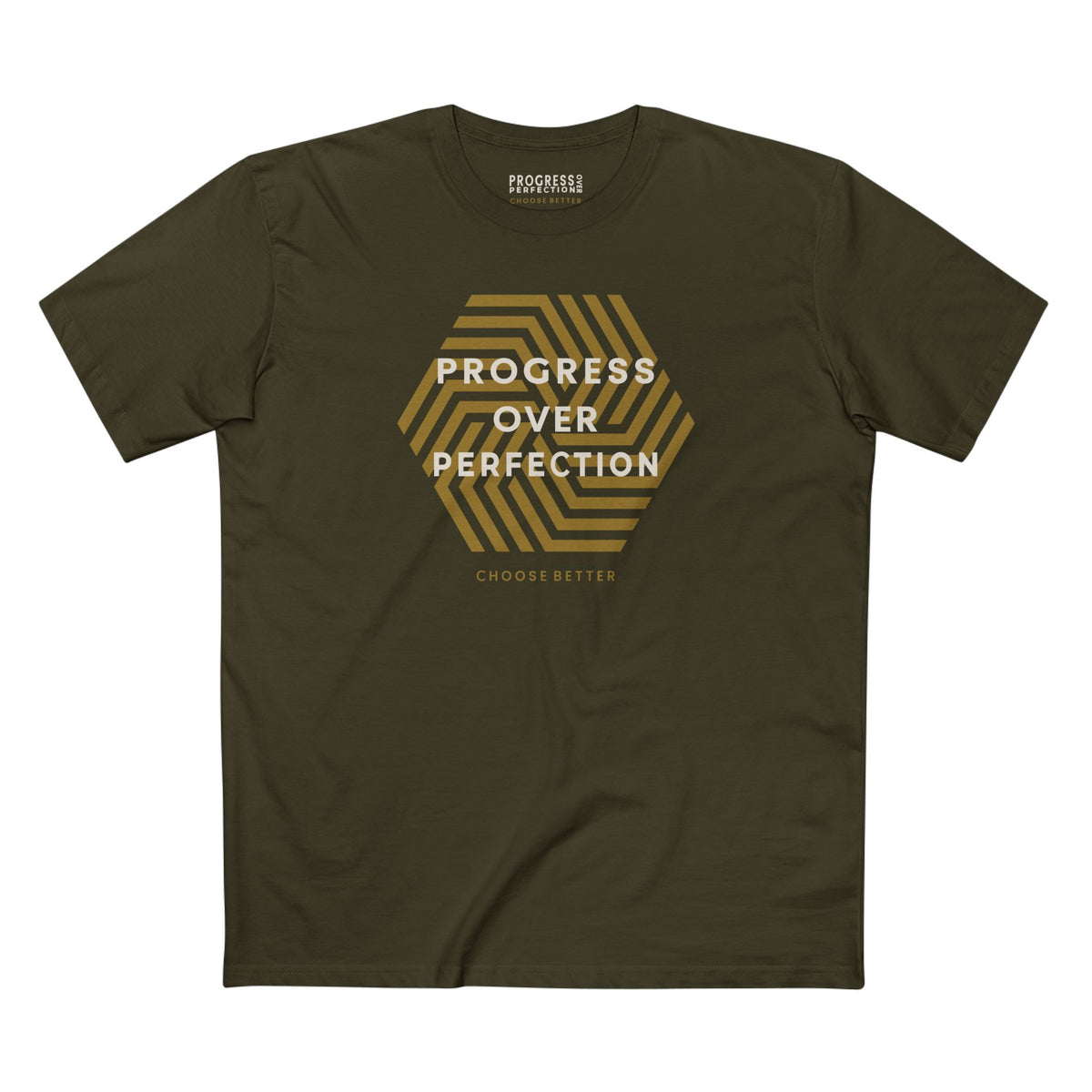 PROGRESS OVER PERFECTION BESPOKE PREMIUM T-SHIRT in Army