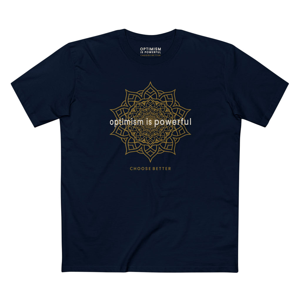 OPTIMISM IS POWERFUL BESPOKE PREMIUM T-SHIRT in Midnight Navy