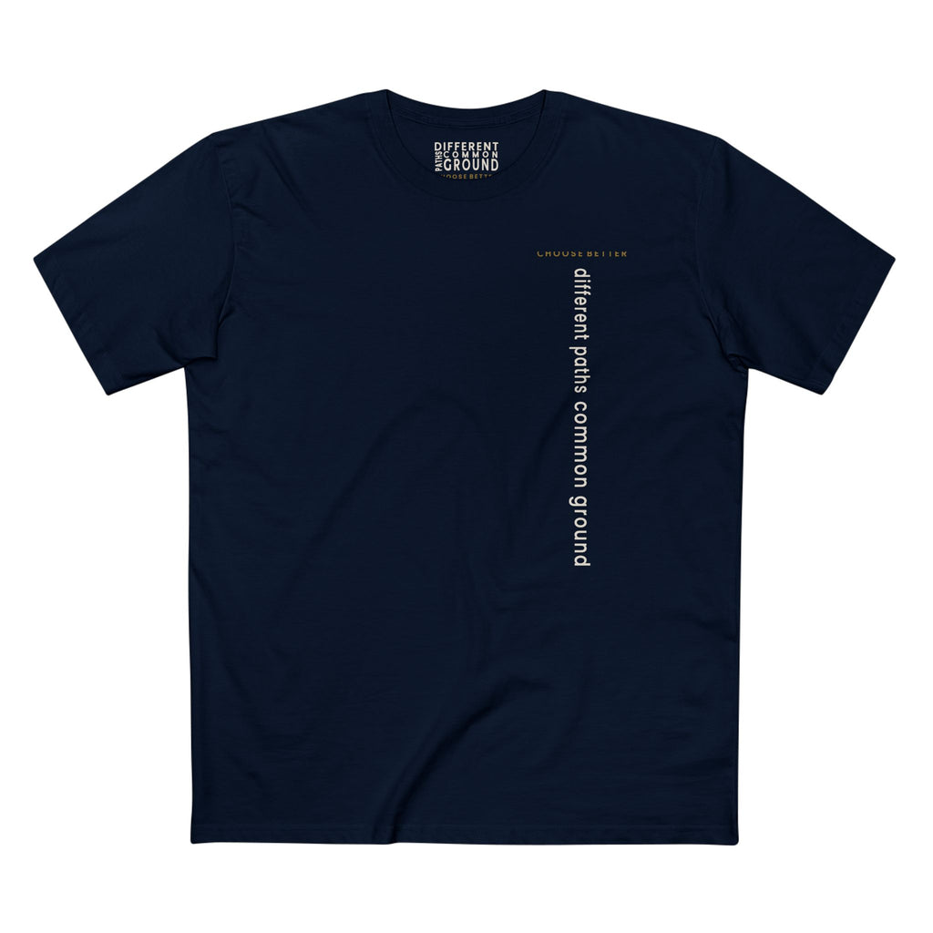 DIFFERENT PATHS COMMON GROUND VERTICAL STREAM PREMIUM T-SHIRT in Midnight Navy