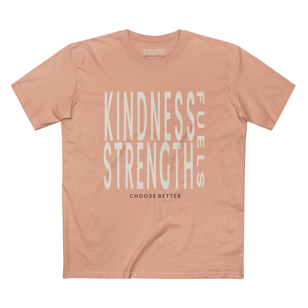KINDNESS FUELS STRENGTH BOLD PREMIUM T-SHIRT in Pale Pink