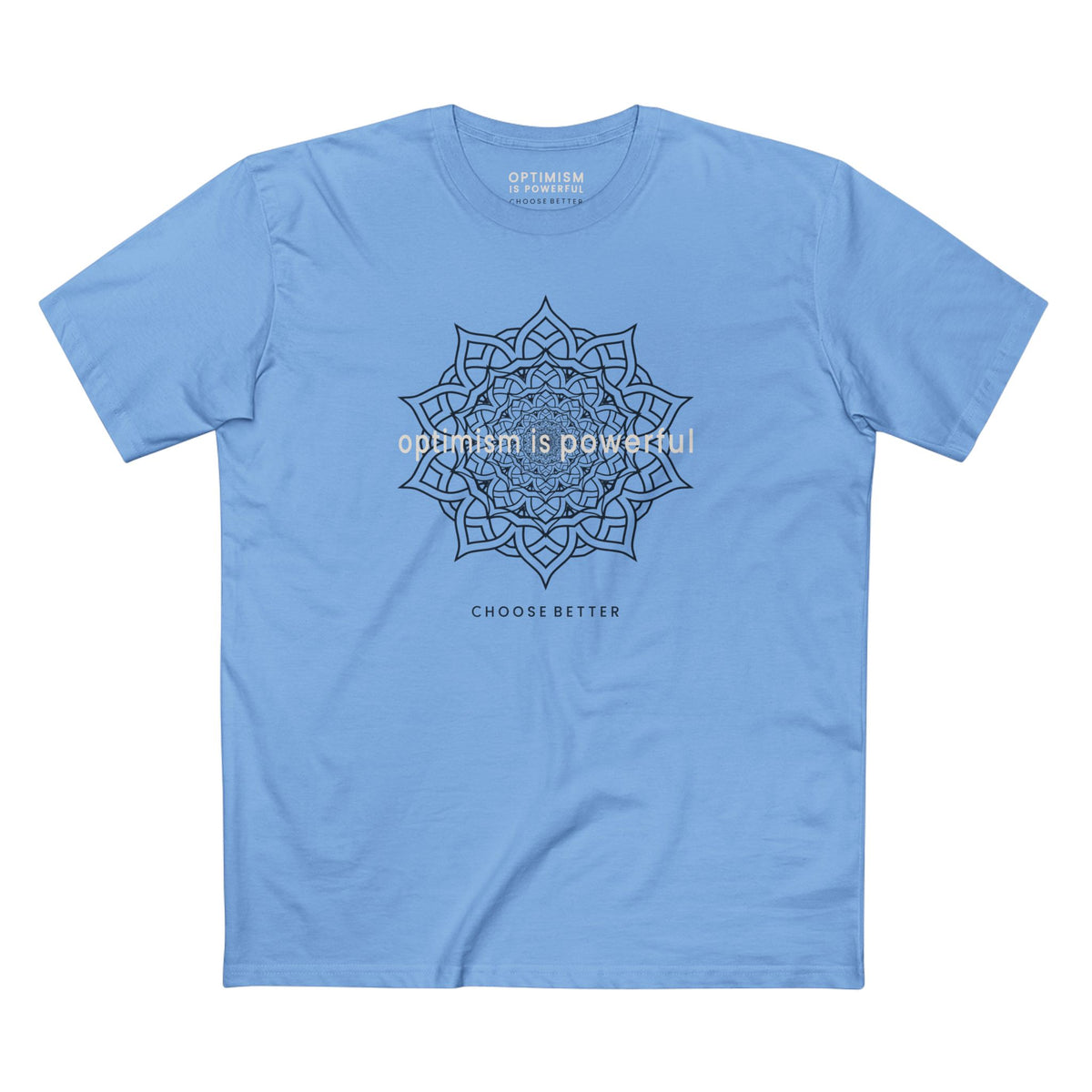 OPTIMISM IS POWERFUL BESPOKE PREMIUM T-SHIRT in Carolina Blue