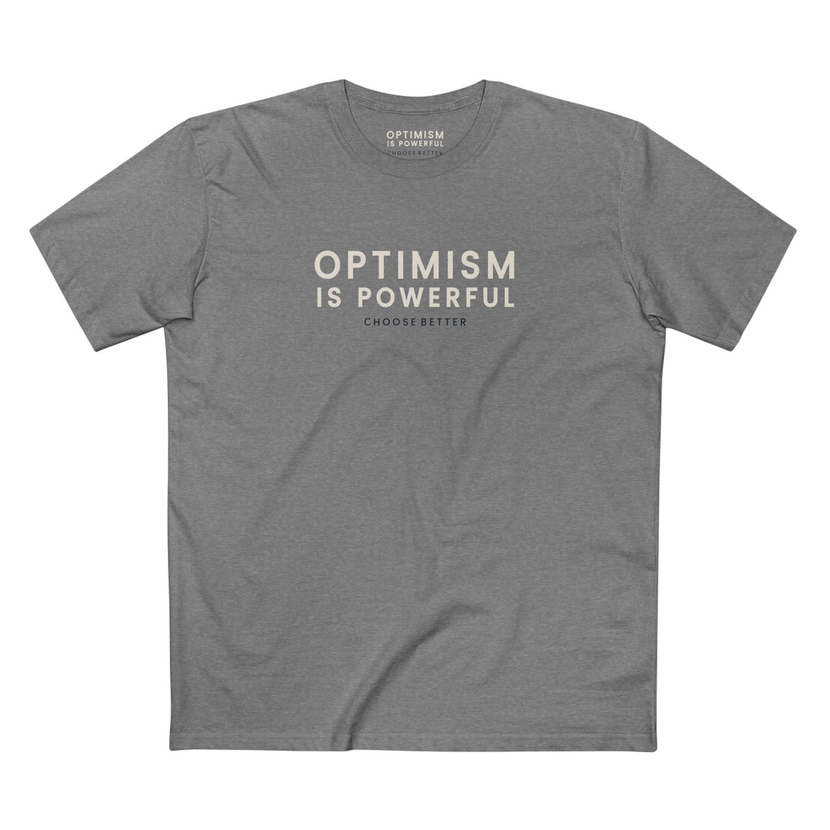 OPTIMISM IS POWERFUL SIGNATURE PREMIUM T-SHIRT in Heather Gray
