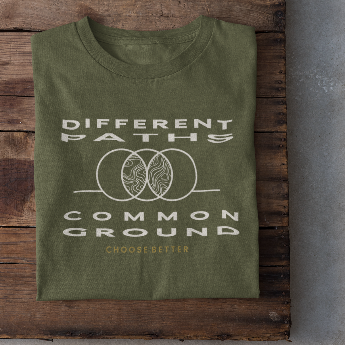 DIFFERENT PATHS COMMON GROUND EMBLEM PREMIUM T-SHIRT