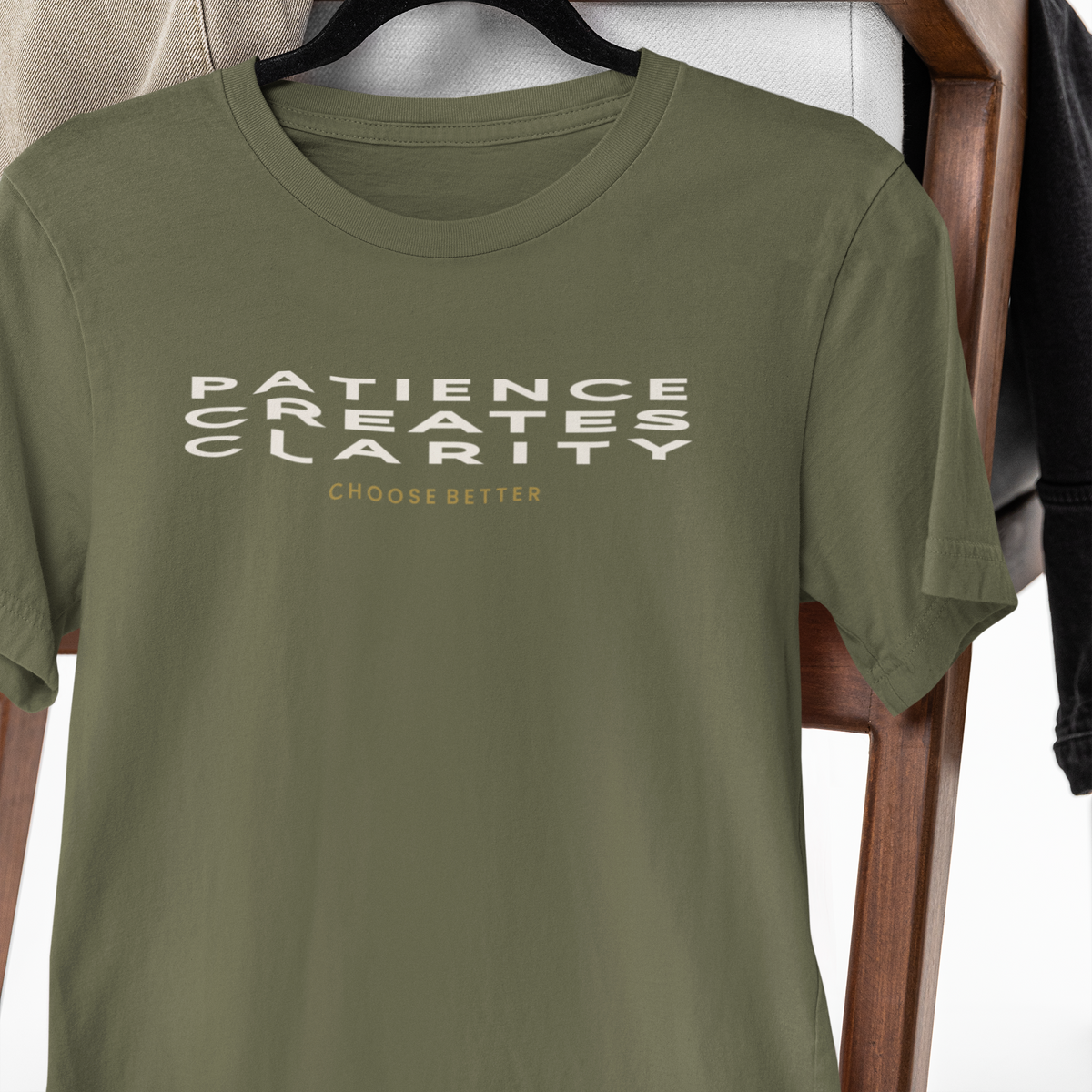 PATIENCE CREATES CLARITY PANORAMIC PREMIUM T-SHIRT