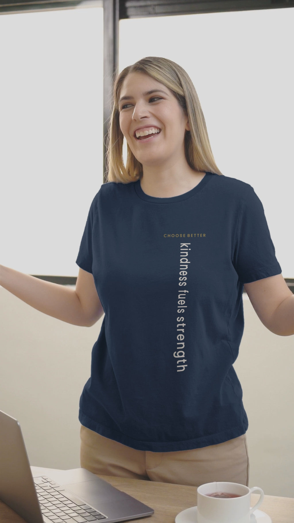 KINDNESS FUELS STRENGTH VERTICAL STREAM PREMIUM T-SHIRT